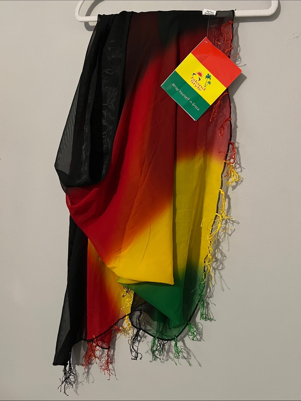 New Island Style Red Yellow Green Black Sheer Scarf - Wrap